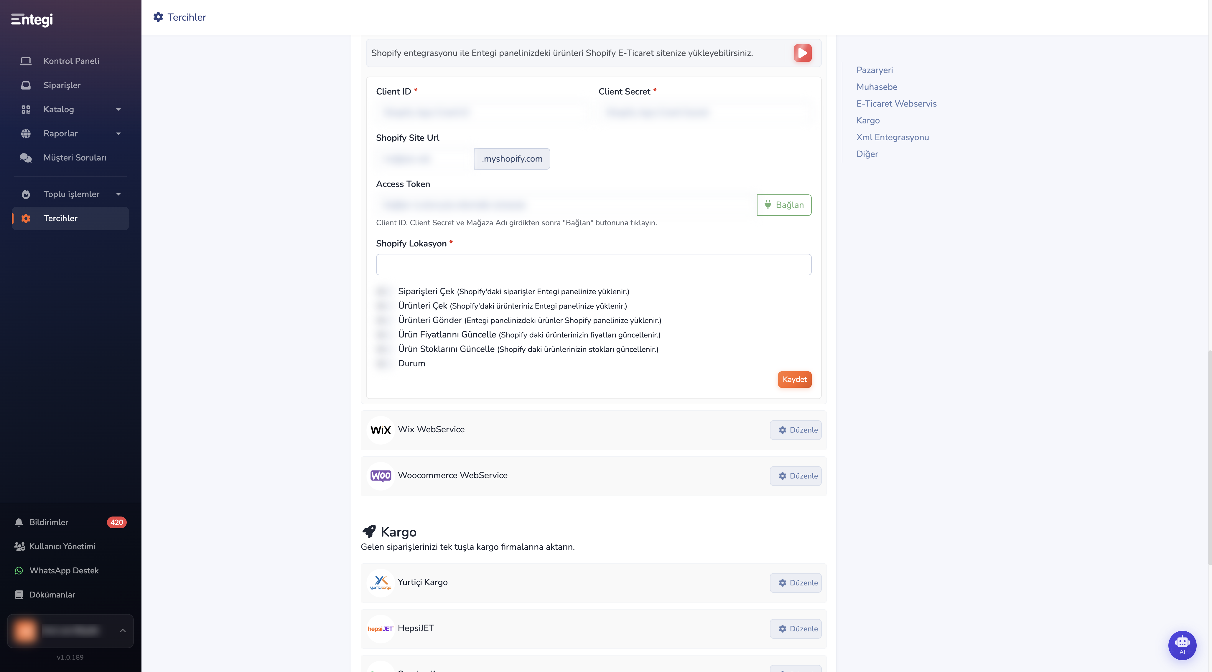 Shopify Ayarları